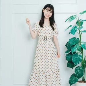 ボリュームスリーブナロードットワンピース