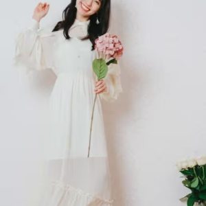 ラッフルプリーツロングワンピース