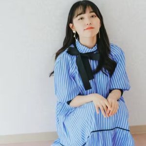 リボン付きストライプブラウス２WAYワンピース
